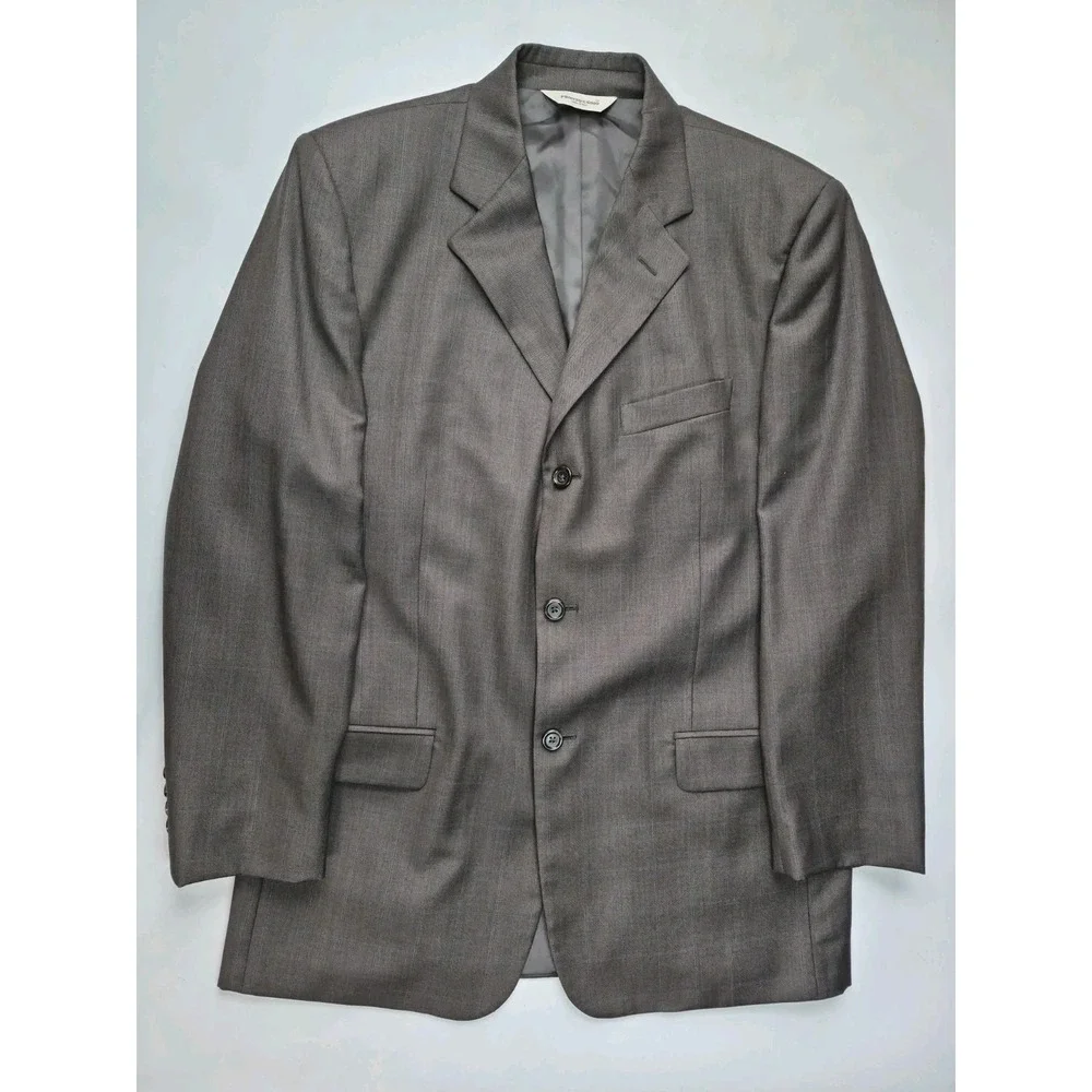 Pronto Uomo 41R Taupe Check Wool Blazer Mens 3 Button Sport Coat Italy H601
